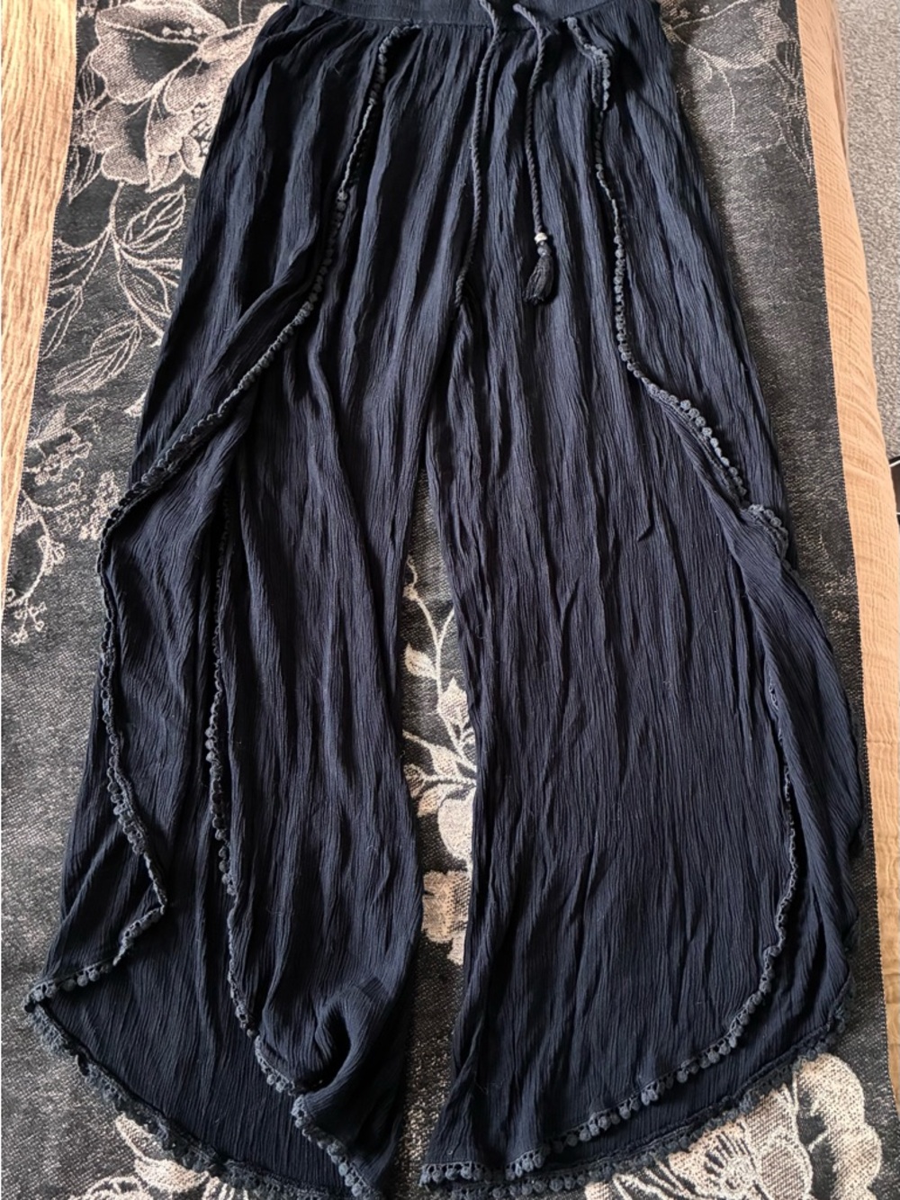 Women's Black Split-Leg Light Weight Pants